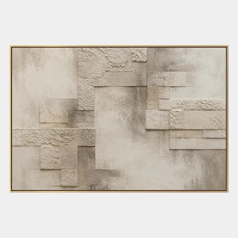 Wabi-Sabi abstract oil painting showing layered abstract marks, texture and expressive painterly movement in a brown palette.