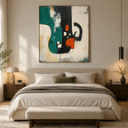 Wabi-Sabi abstract oil painting showing layered abstract marks, texture and expressive painterly movement in a beige palette.