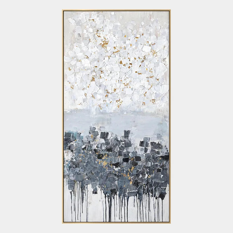 Wabi-Sabi abstract oil painting showing layered abstract marks, texture and expressive painterly movement.