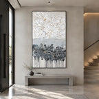 Wabi-Sabi abstract oil painting showing layered abstract marks, texture and expressive painterly movement.