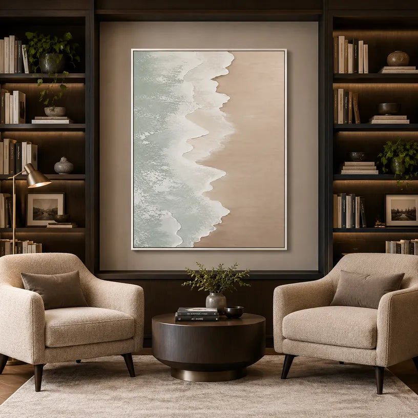 Wabi-Sabi abstract oil painting showing layered abstract marks, texture and expressive painterly movement in a grey palette.