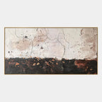 Wabi-Sabi abstract oil painting showing layered abstract marks, texture and expressive painterly movement.