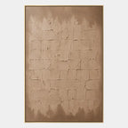 Wabi-Sabi abstract oil painting showing layered abstract marks, texture and expressive painterly movement in a brown palette.