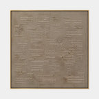 Wabi-Sabi abstract oil painting showing layered abstract marks, texture and expressive painterly movement in a brown palette.
