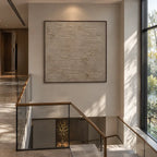 Wabi-Sabi abstract oil painting showing layered abstract marks, texture and expressive painterly movement in a brown palette.