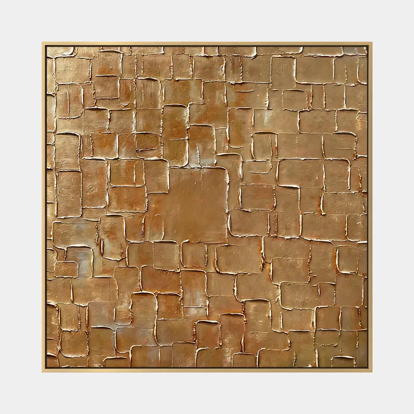 Wabi-Sabi abstract oil painting showing layered abstract marks, texture and expressive painterly movement in a orange palette.