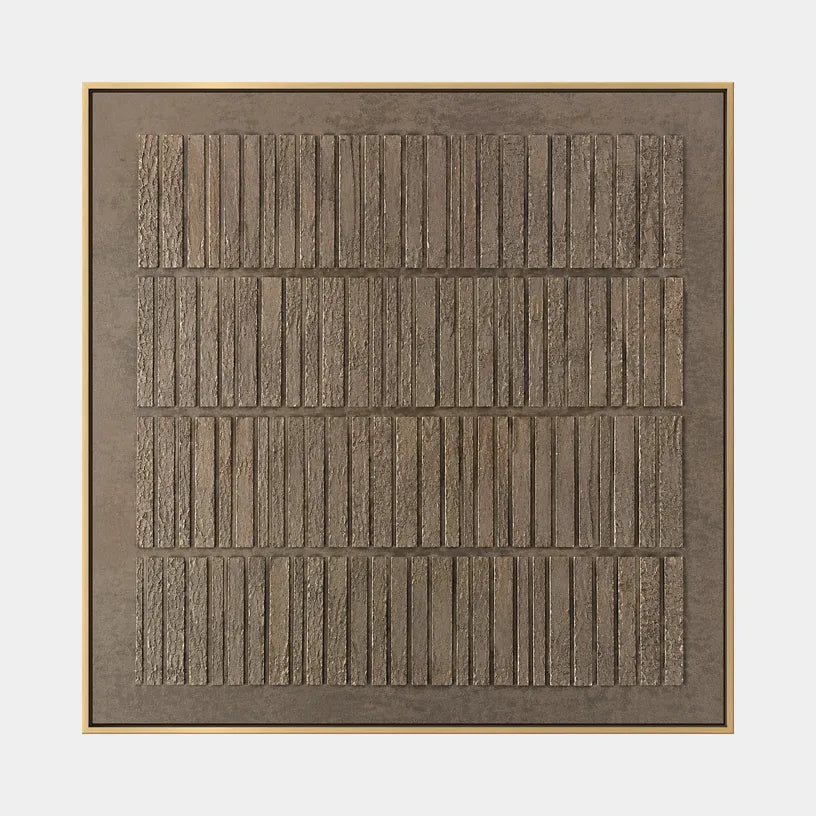 Wabi-Sabi abstract oil painting showing layered abstract marks, texture and expressive painterly movement in a brown palette.
