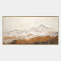 Peinture à l'huile de paysages, de marines et de paysages urbains Wabi-Sabi présentant un paysage atmosphérique, un paysage marin ou une composition inspirée de la ville dans une palette beige.