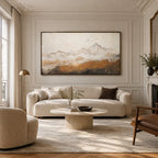 Wabi-Sabi abstract oil painting showing layered abstract marks, texture and expressive painterly movement.