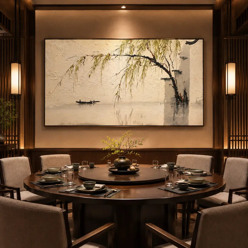 Wabi-Sabi abstract oil painting showing layered abstract marks, texture and expressive painterly movement in a beige palette.