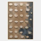 Wabi-Sabi abstract oil painting showing layered abstract marks, texture and expressive painterly movement in a brown palette.