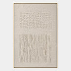 Wabi-Sabi abstract oil painting showing layered abstract marks, texture and expressive painterly movement in a beige palette.