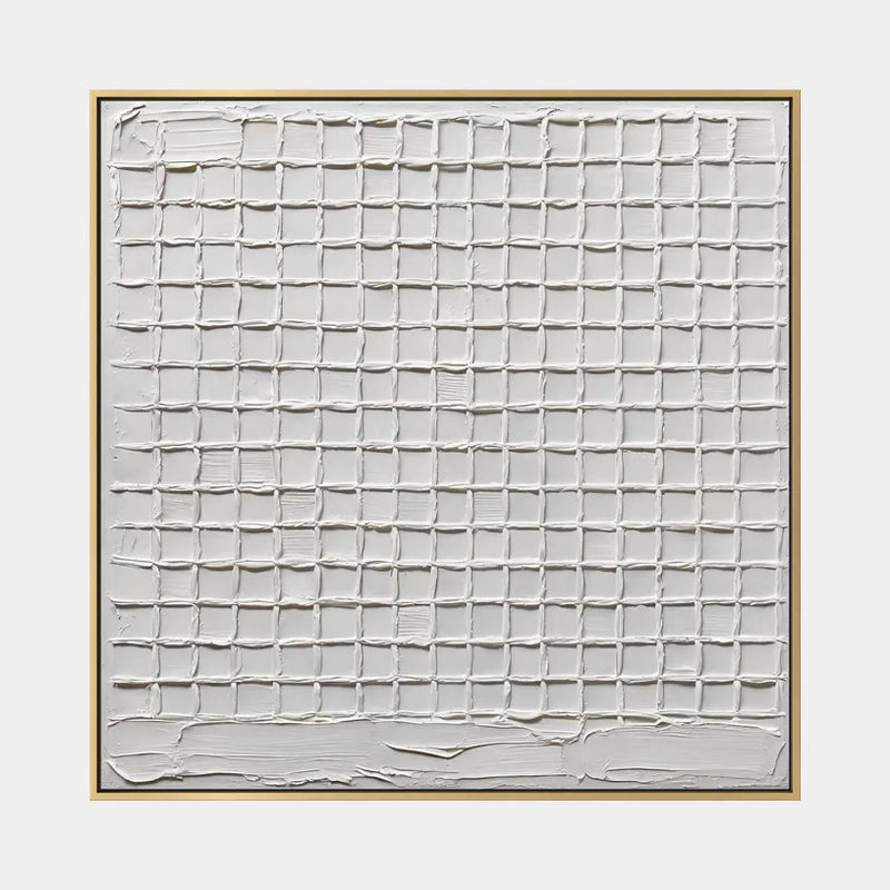 Abstraktes und konzeptuelles Ölgemälde von Wabi-Sabi mit geschichteten abstrakten Zeichen, Textur und ausdrucksstarken malerischen Bewegungen in einer Schwarz-Weiß-Palette.