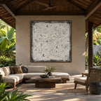 Wabi-Sabi abstract oil painting showing layered abstract marks, texture and expressive painterly movement.