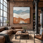 Wabi-Sabi abstract oil painting showing layered abstract marks, texture and expressive painterly movement.