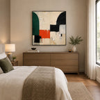 Wabi-Sabi abstract oil painting showing layered abstract marks, texture and expressive painterly movement in a beige palette.