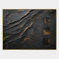 Peinture à l'huile abstraite et conceptuelle Wabi-Sabi présentant des marques abstraites superposées, une texture et un mouvement pictural expressif dans une palette noir et blanc.
