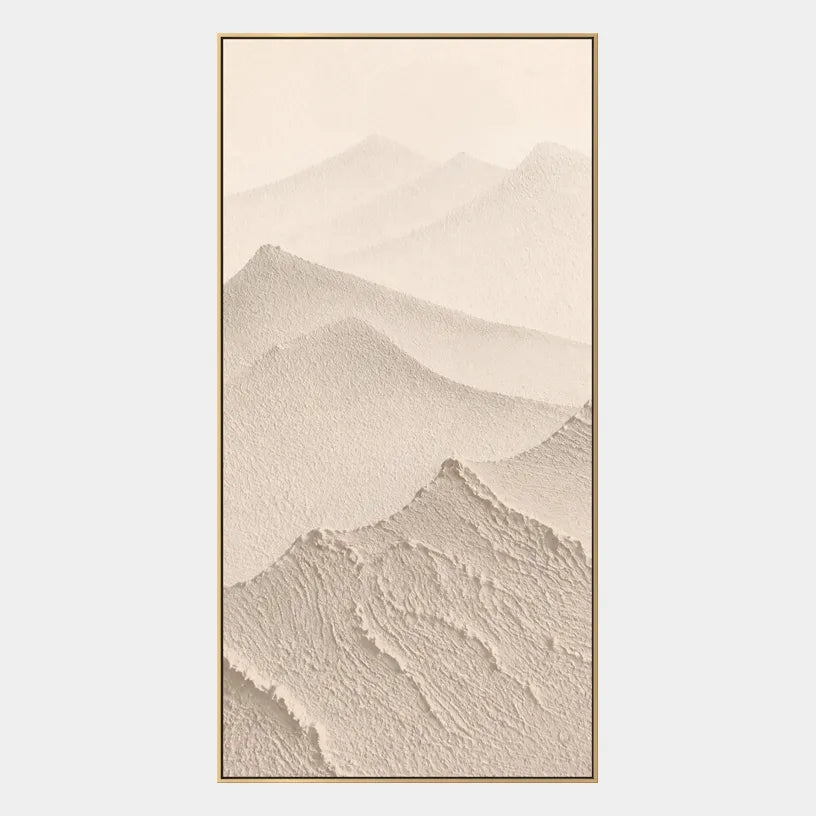 Wabi-Sabi abstract oil painting showing layered abstract marks, texture and expressive painterly movement in a beige palette.
