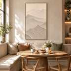 Wabi-Sabi abstract oil painting showing layered abstract marks, texture and expressive painterly movement in a beige palette.