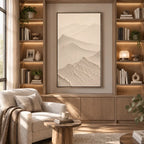Wabi-Sabi abstract oil painting showing layered abstract marks, texture and expressive painterly movement in a beige palette.