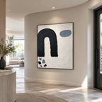 Wabi-Sabi abstract oil painting showing layered abstract marks, texture and expressive painterly movement in a black and white palette.
