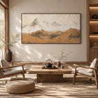 Wabi-Sabi abstract oil painting showing layered abstract marks, texture and expressive painterly movement in a beige palette.