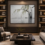 Wabi-Sabi abstract oil painting showing layered abstract marks, texture and expressive painterly movement in a grey palette.