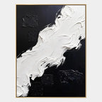Wabi-Sabi abstract oil painting showing layered abstract marks, texture and expressive painterly movement in a black and white palette.