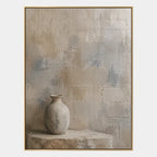 Wabi-Sabi abstract oil painting showing layered abstract marks, texture and expressive painterly movement in a brown palette.