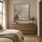 Wabi-Sabi abstract oil painting showing layered abstract marks, texture and expressive painterly movement in a brown palette.
