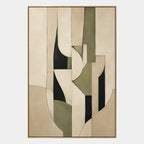 Wabi-Sabi abstract oil painting showing layered abstract marks, texture and expressive painterly movement in a beige palette.