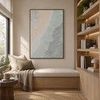 Wabi-Sabi abstract oil painting showing layered abstract marks, texture and expressive painterly movement in a grey palette.