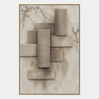 Wabi-Sabi abstract oil painting showing layered abstract marks, texture and expressive painterly movement in a brown palette.