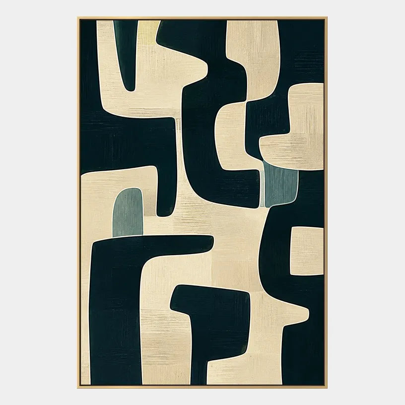 Wabi-Sabi abstract oil painting showing layered abstract marks, texture and expressive painterly movement in a black palette.