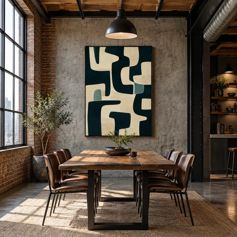 Wabi-Sabi abstract oil painting showing layered abstract marks, texture and expressive painterly movement in a black palette.