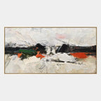 Wabi-Sabi abstract oil painting showing layered abstract marks, texture and expressive painterly movement.