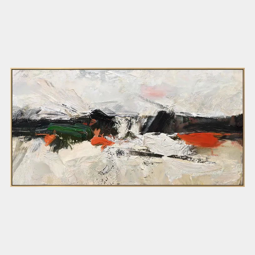 Wabi-Sabi abstract oil painting showing layered abstract marks, texture and expressive painterly movement.