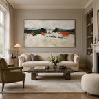 Wabi-Sabi abstract oil painting showing layered abstract marks, texture and expressive painterly movement.