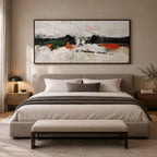 Wabi-Sabi abstract oil painting showing layered abstract marks, texture and expressive painterly movement.