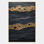 Wabi-Sabi abstract oil painting showing layered abstract marks, texture and expressive painterly movement in a blue palette.