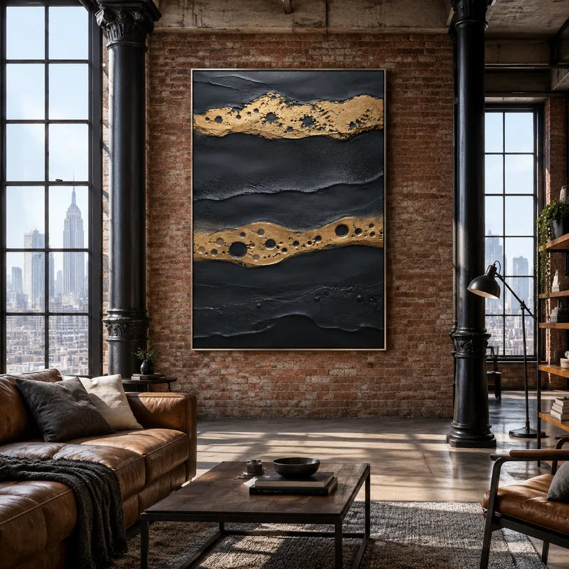 Wabi-Sabi abstract oil painting showing layered abstract marks, texture and expressive painterly movement in a blue palette.