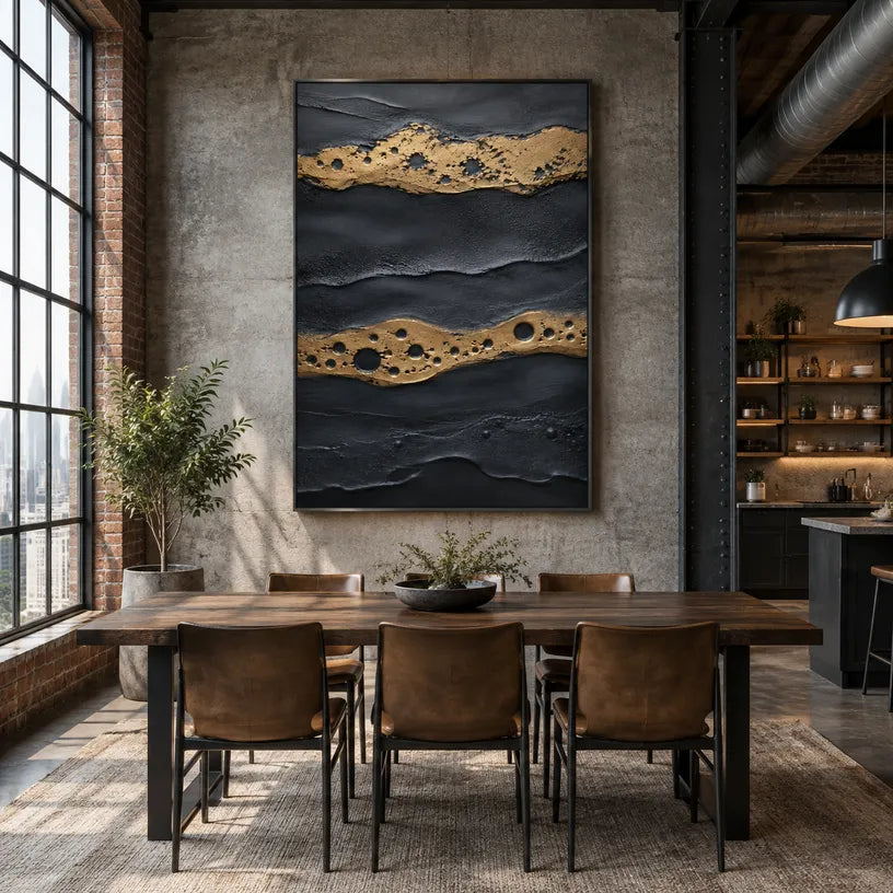 Wabi-Sabi abstract oil painting showing layered abstract marks, texture and expressive painterly movement in a blue palette.