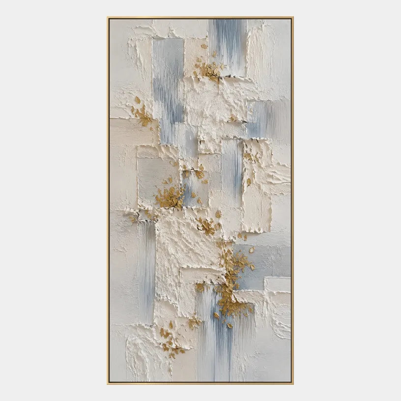 Wabi-Sabi abstract oil painting showing layered abstract marks, texture and expressive painterly movement in a grey palette.