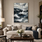 Wabi-Sabi abstract oil painting showing layered abstract marks, texture and expressive painterly movement in a grey palette.