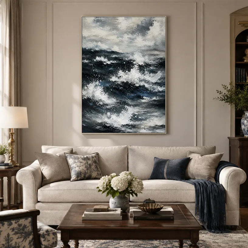 Wabi-Sabi abstract oil painting showing layered abstract marks, texture and expressive painterly movement in a grey palette.
