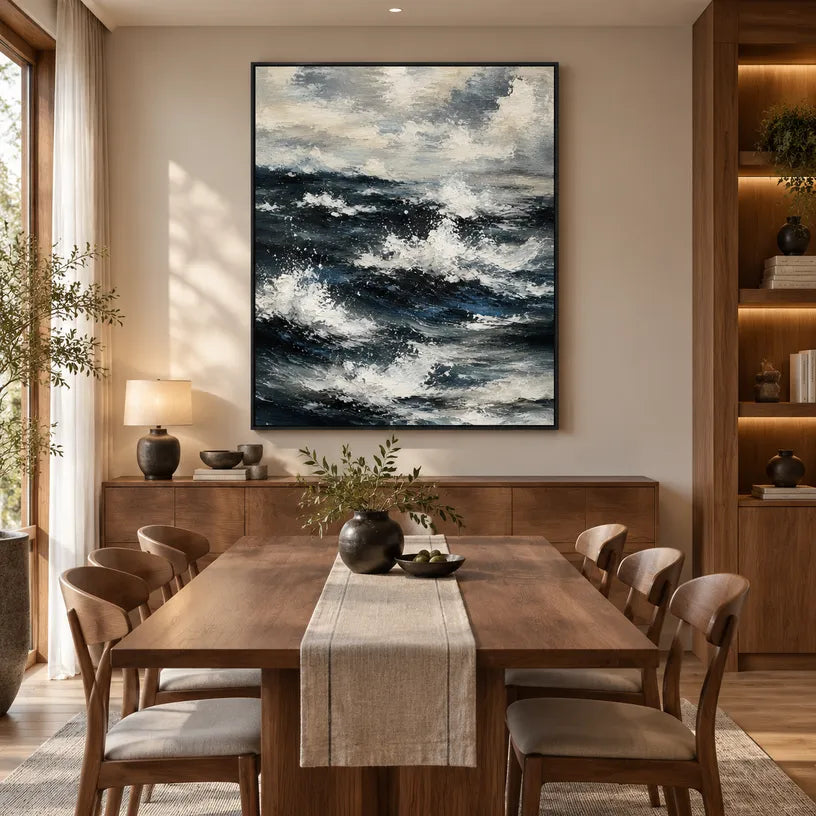 Wabi-Sabi abstract oil painting showing layered abstract marks, texture and expressive painterly movement in a grey palette.