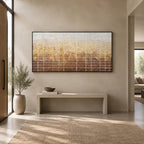 Wabi-Sabi abstract oil painting showing layered abstract marks, texture and expressive painterly movement in a brown palette.