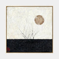 Peinture à l'huile de paysages, de marines et de paysages urbains Wabi-Sabi présentant un paysage atmosphérique, un paysage marin ou une composition inspirée de la ville dans une palette noir et blanc.
