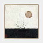 Wabi-Sabi abstract oil painting showing layered abstract marks, texture and expressive painterly movement in a black and white palette.