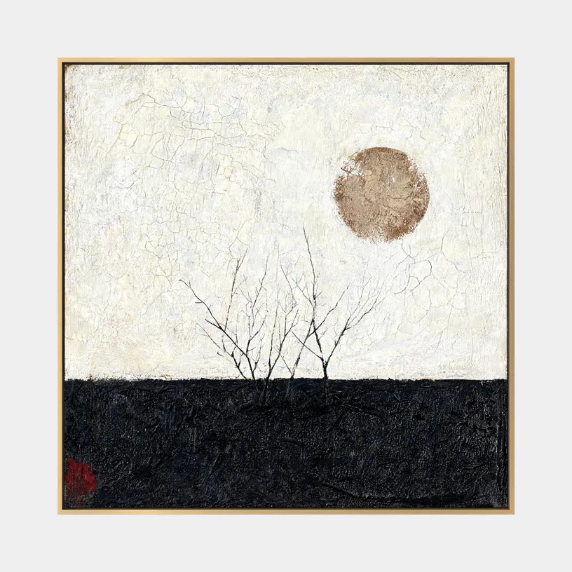 Wabi-Sabi abstract oil painting showing layered abstract marks, texture and expressive painterly movement in a black and white palette.